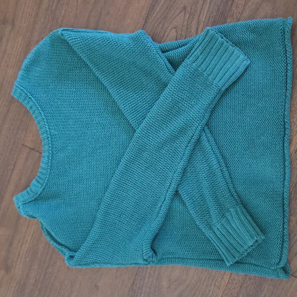 American Eagle Outfitters Green Crew Neck Sweater Relaxed Fit Knit